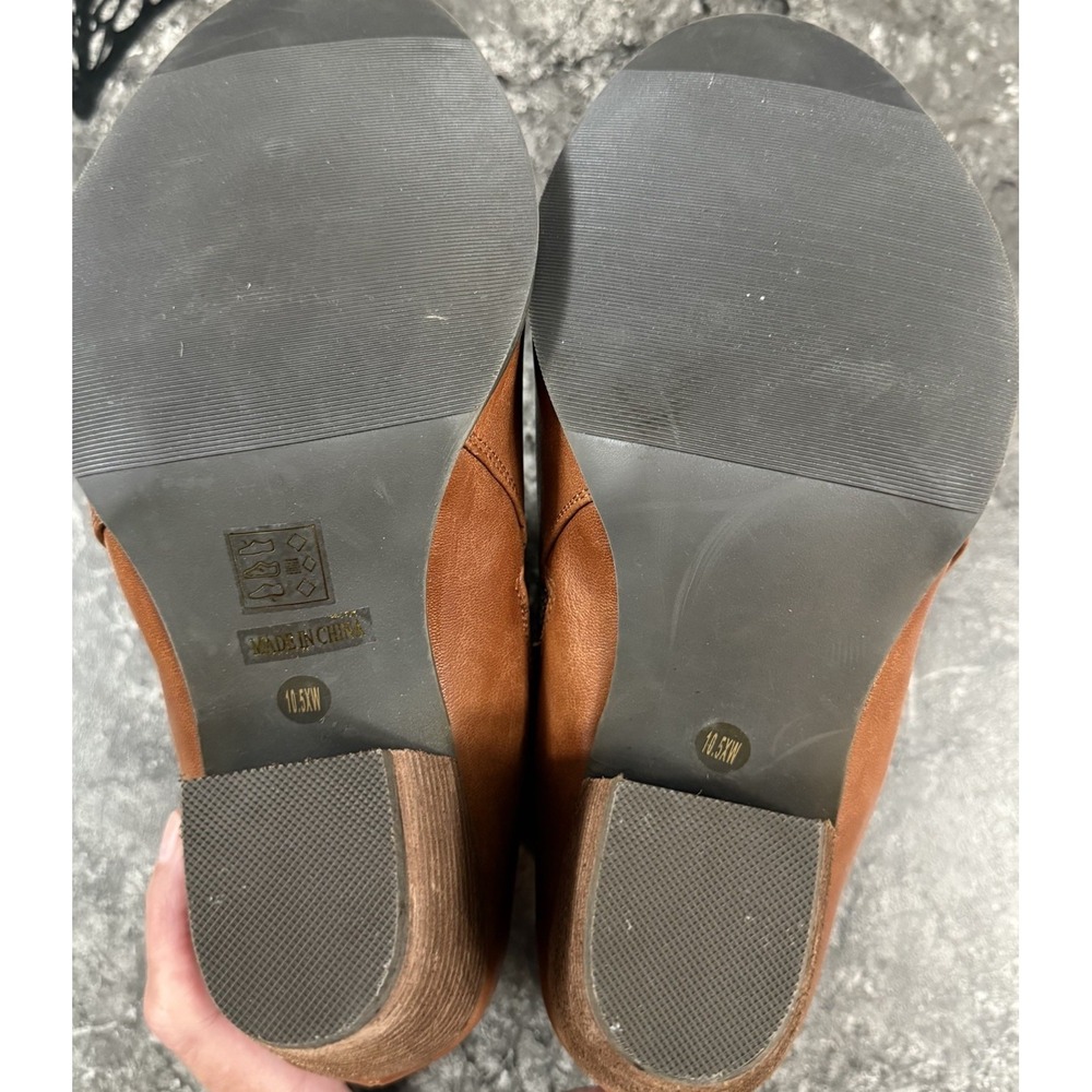 Luoika Womens Double Zip Stacked Heel Extra Wide Ankle‎ Boots Tan Sz 10.5XW - Picture 9 of 10